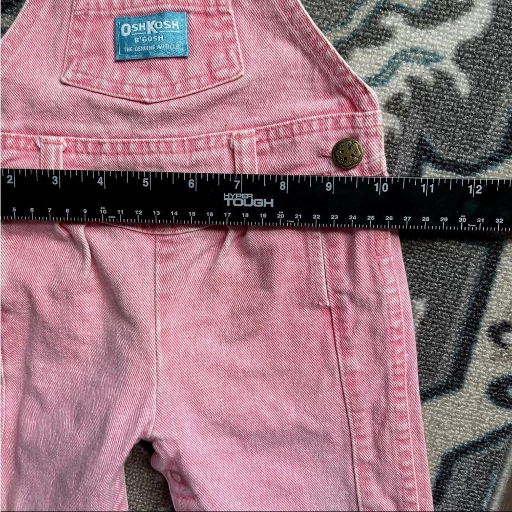 Vtg Osh Kosh B'Gosh Overalls Sz 12mon Vestback Pink Acid Wash Pleated Bibs READ - Picture 5 of 13